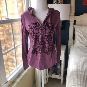 Stamp 10 size small purple hooded Celtic design long sleeve tee